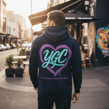 YGC Heart Logo - Heavy Blend Hoodie - You Good? Clothing