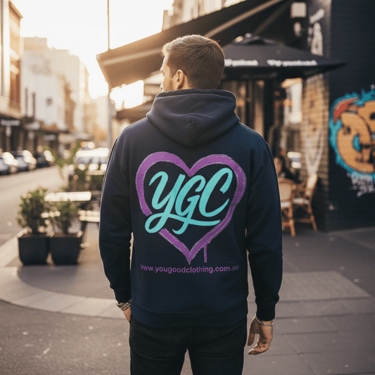 YGC Heart Logo - Heavy Blend Hoodie - You Good? Clothing