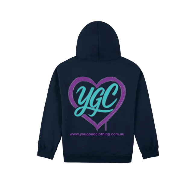 YGC Heart Logo - Heavy Blend Hoodie - You Good? Clothing