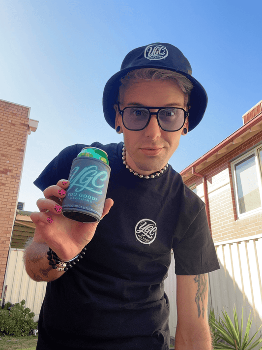 YGC Teal Glow Logo Stubby Cooler - You Good? Clothing