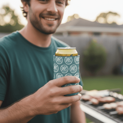 YGC White Logo Grid Stubby Cooler - You Good? Clothing